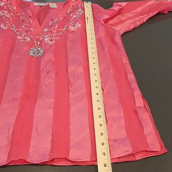 Tantrum Collection Pink Sheer with Sequins and Bling Shirt - Picture 8 of 8